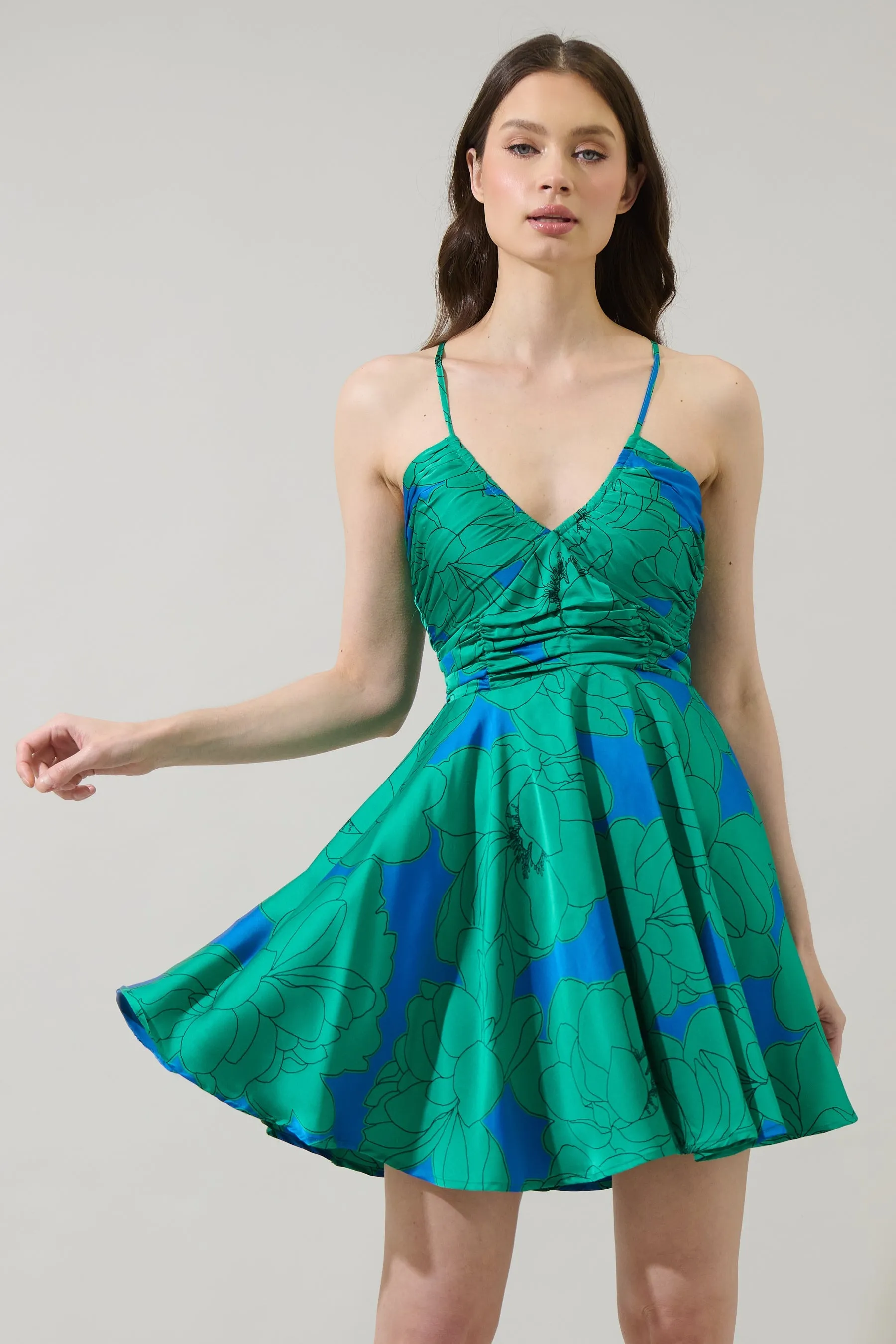 Morgany Floral Cerese Flare Mini Dress sold by Sugarlips