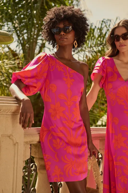 Vallie Floral Kesia One Shoulder Mini Dress sold by Sugarlips
