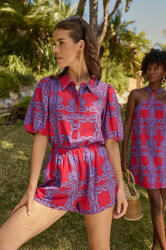 Rory Abstract Jacine Collared Shirt sold by Sugarlips