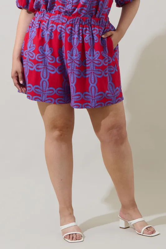 Rory Abstract Clermont Sugarbag Linen Shorts Curve made by Sugarlips