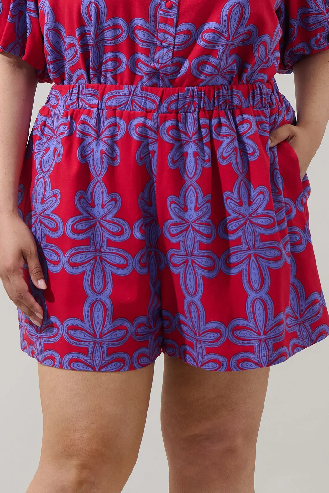 Rory Abstract Clermont Sugarbag Linen Shorts Curve sold by Sugarlips product image thumbnail 5