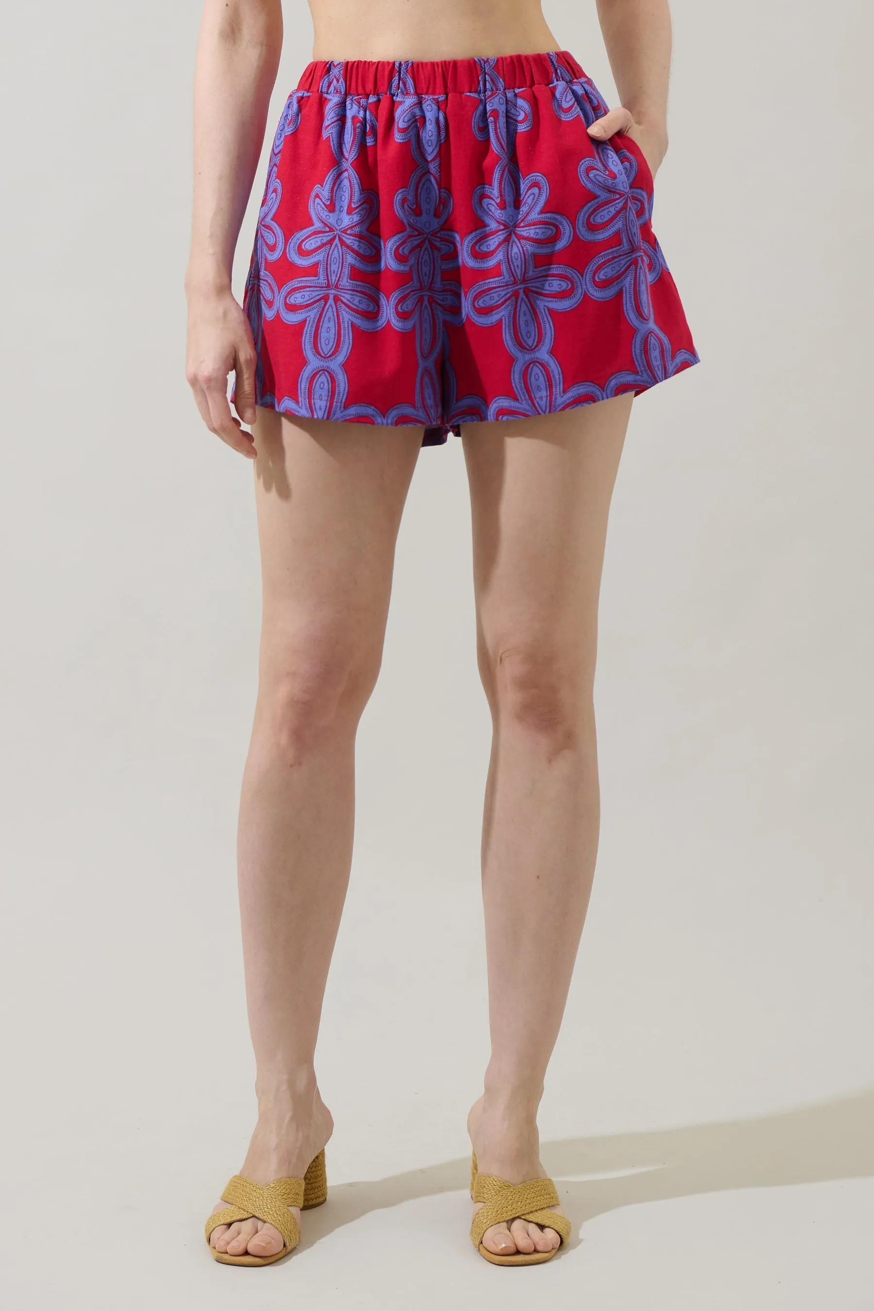 Rory Abstract Clermont Sugarbag Linen Shorts sold by Sugarlips