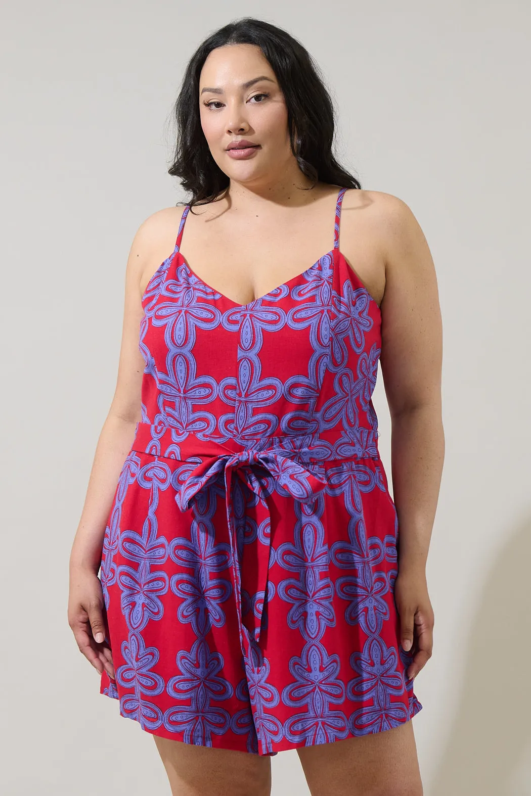 Rory Abstract Kirsten Tie Romper Curve sold by Sugarlips