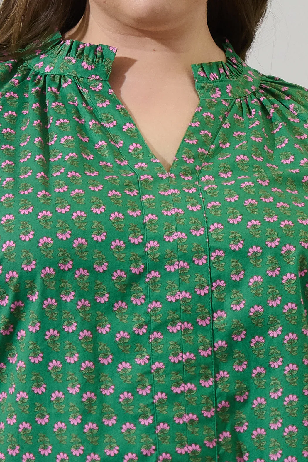 Isha Floral Lena Split Neck Top Curve sold by Sugarlips product image thumbnail 5