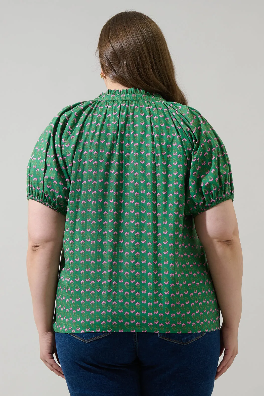 Isha Floral Lena Split Neck Top Curve sold by Sugarlips product image thumbnail 2