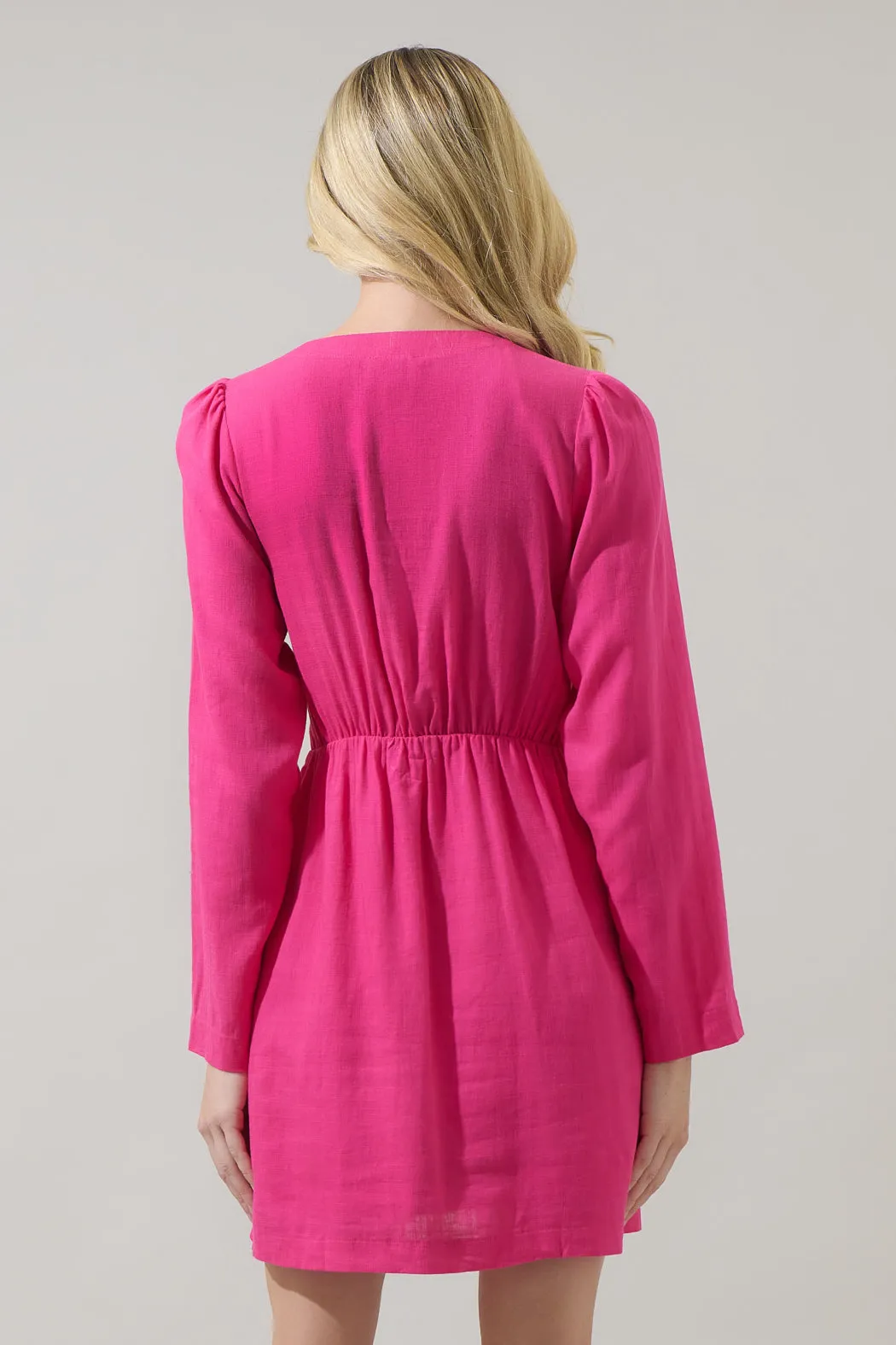 Raelynn Linen Wrap Mini Dress sold by Sugarlips product image thumbnail 3