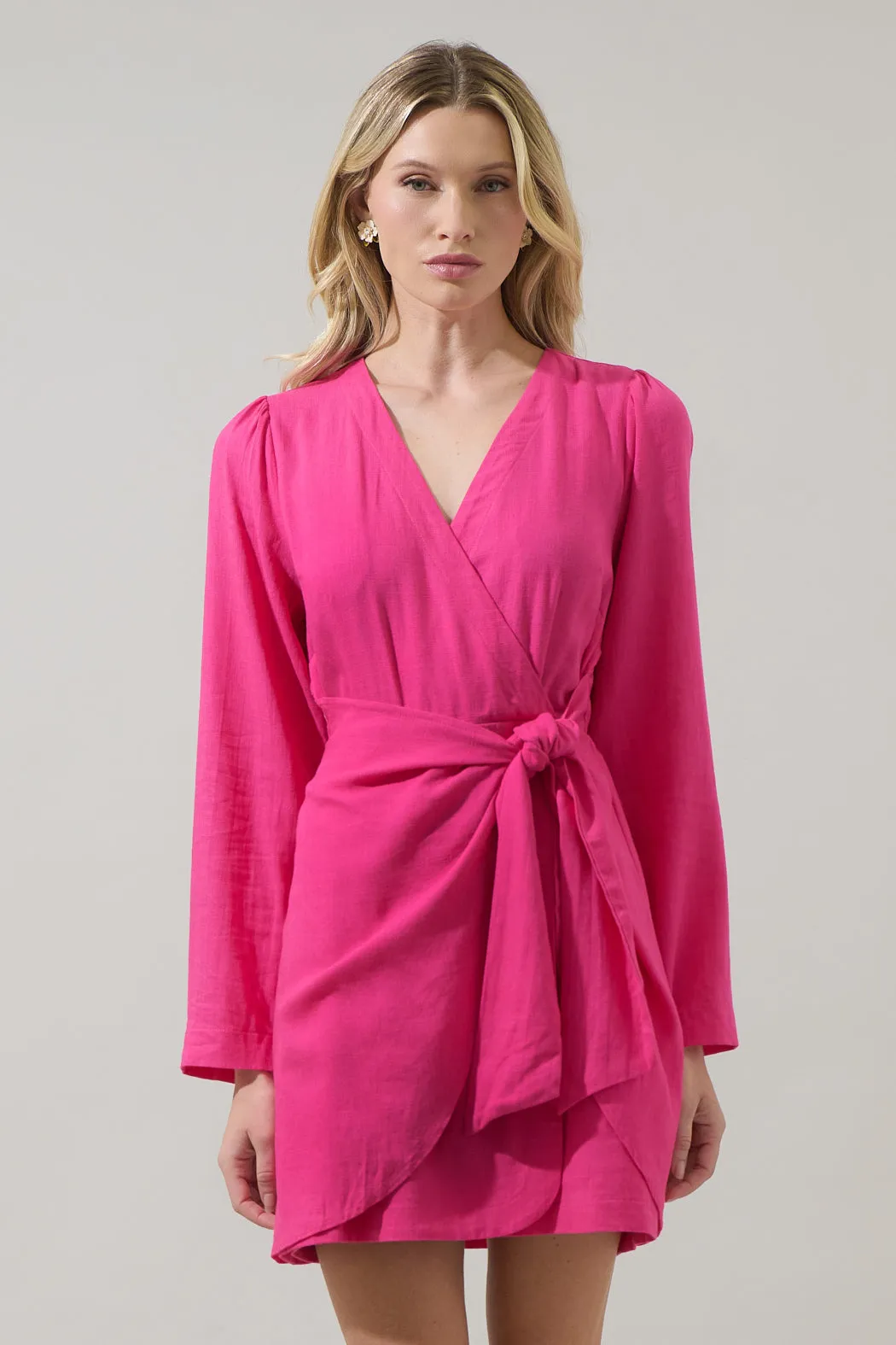Raelynn Linen Wrap Mini Dress sold by Sugarlips product image thumbnail 2