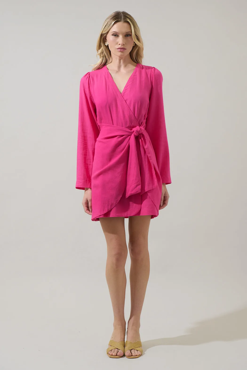 Raelynn Linen Wrap Mini Dress sold by Sugarlips product image thumbnail 4