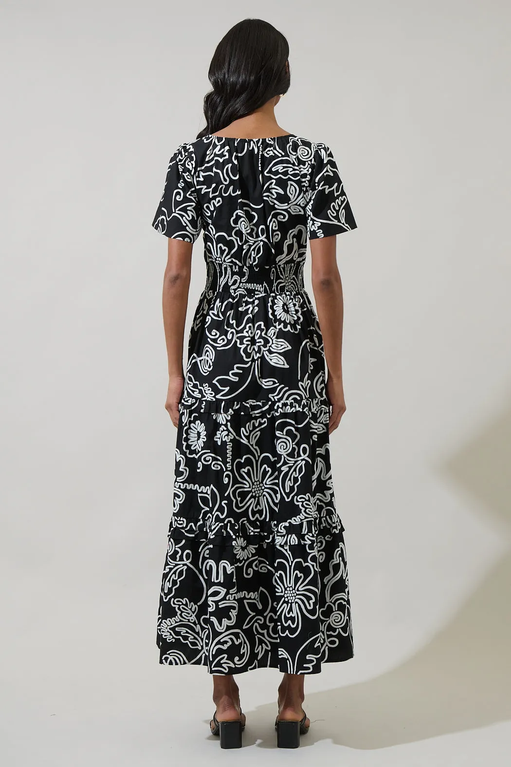 Haylie Floral Palmer Poplin Tiered Maxi Dress sold by Sugarlips product image thumbnail 2