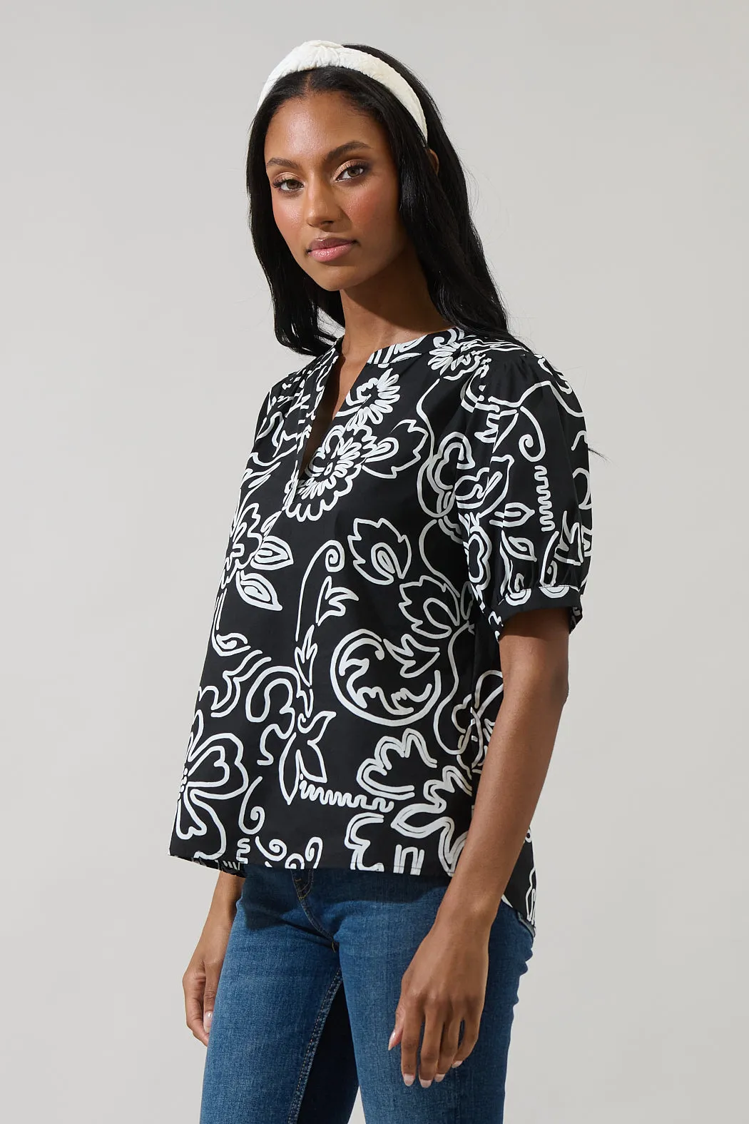 Haylie Floral Neli Split Neck Top sold by Sugarlips product image thumbnail 3