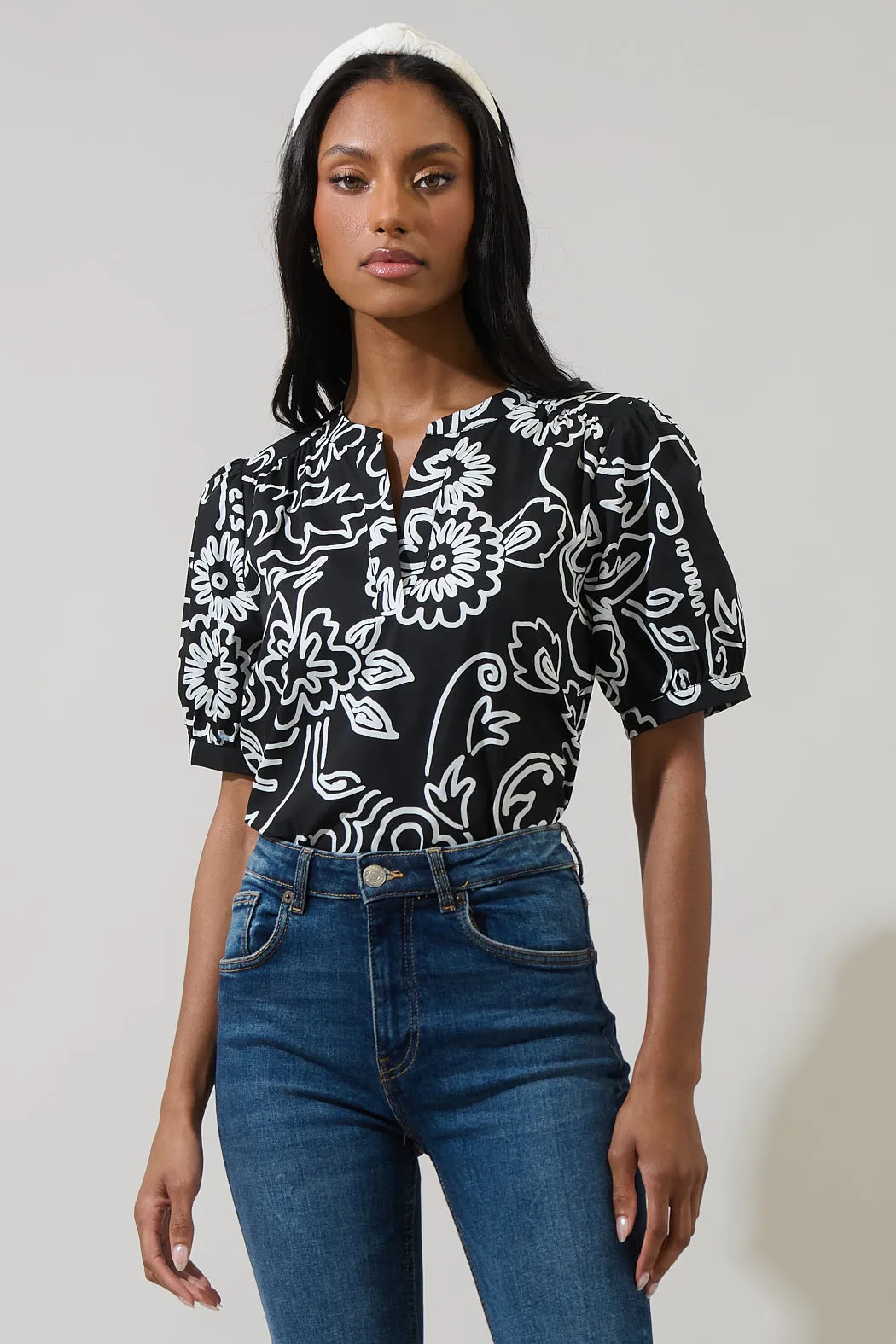 Haylie Floral Neli Split Neck Top sold by Sugarlips