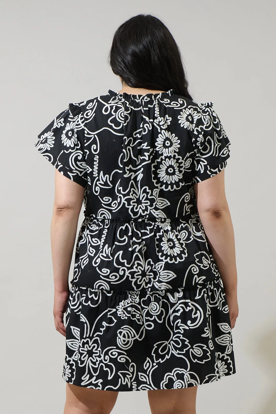 Haylie Floral Empire Tiered Mini Dress Curve sold by Sugarlips product image thumbnail 2