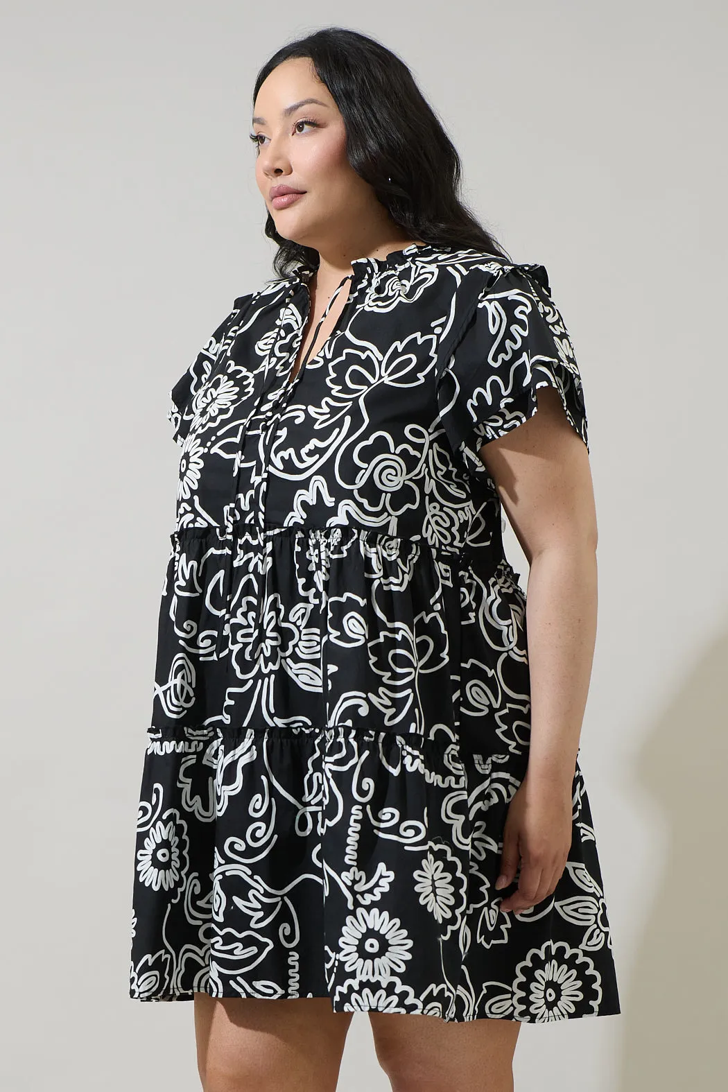 Haylie Floral Empire Tiered Mini Dress Curve sold by Sugarlips product image thumbnail 3