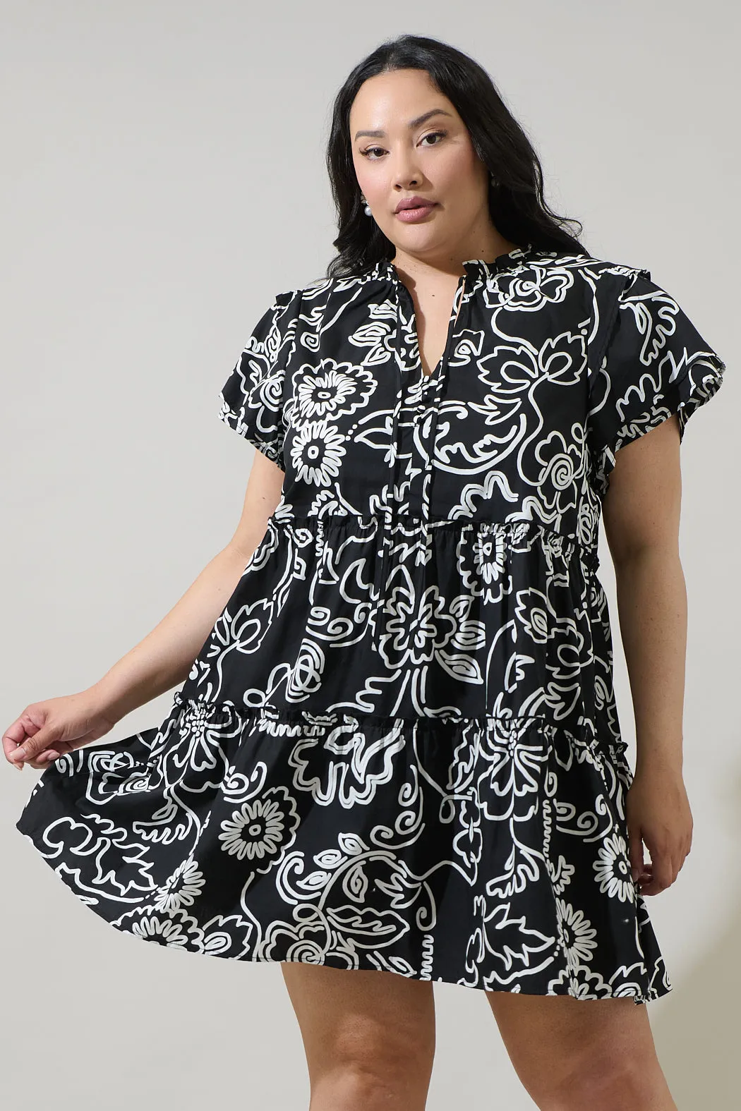 Haylie Floral Empire Tiered Mini Dress Curve sold by Sugarlips