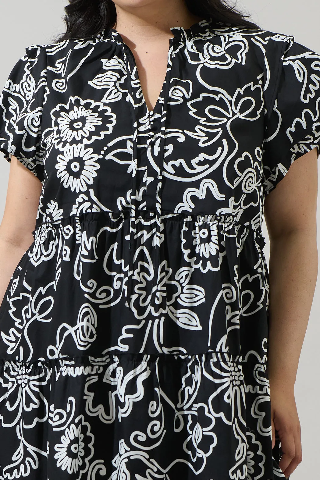 Haylie Floral Empire Tiered Mini Dress Curve sold by Sugarlips product image thumbnail 5