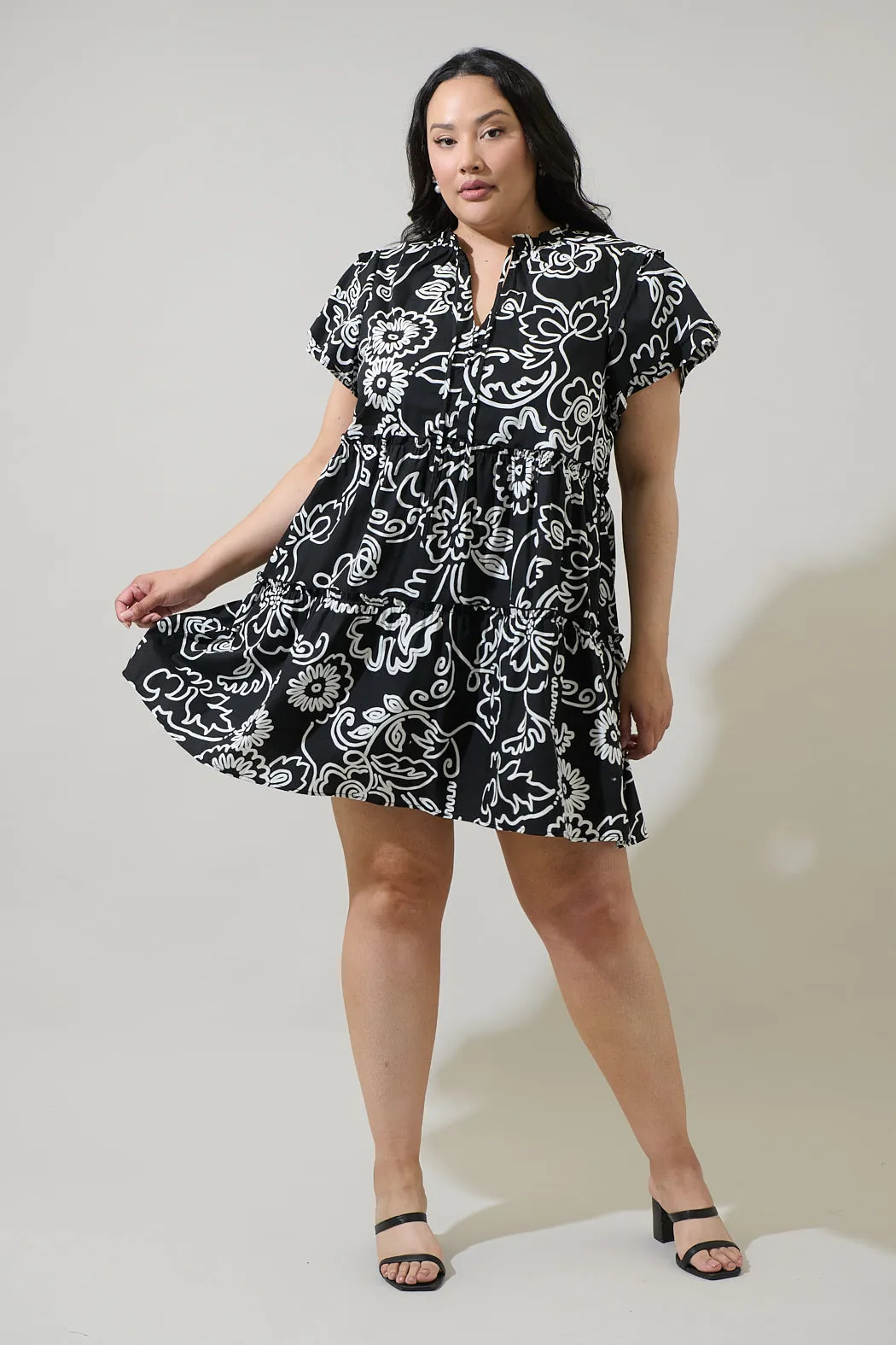 Haylie Floral Empire Tiered Mini Dress Curve sold by Sugarlips product image thumbnail 4