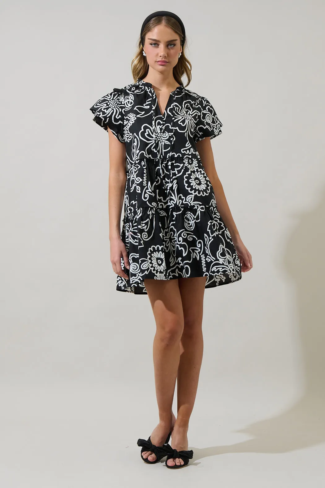 Haylie Floral Empire Tiered Mini Dress sold by Sugarlips product image thumbnail 4