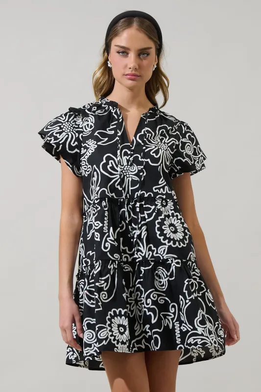 Haylie Floral Empire Tiered Mini Dress sold by Sugarlips