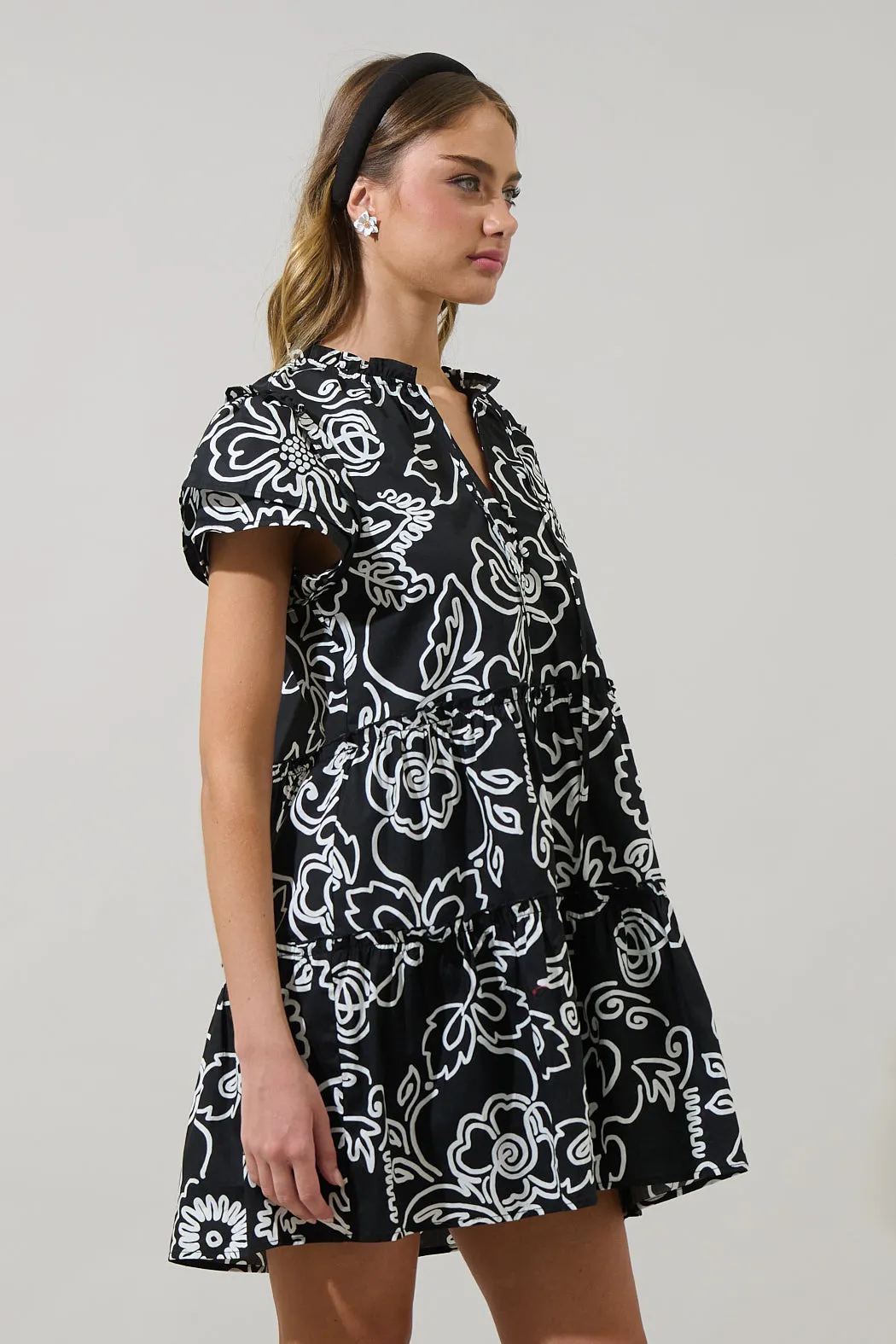Haylie Floral Empire Tiered Mini Dress sold by Sugarlips product image thumbnail 3