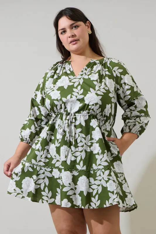 Haizley Floral Dabria Split Neck Mini Dress Curve sold by Sugarlips