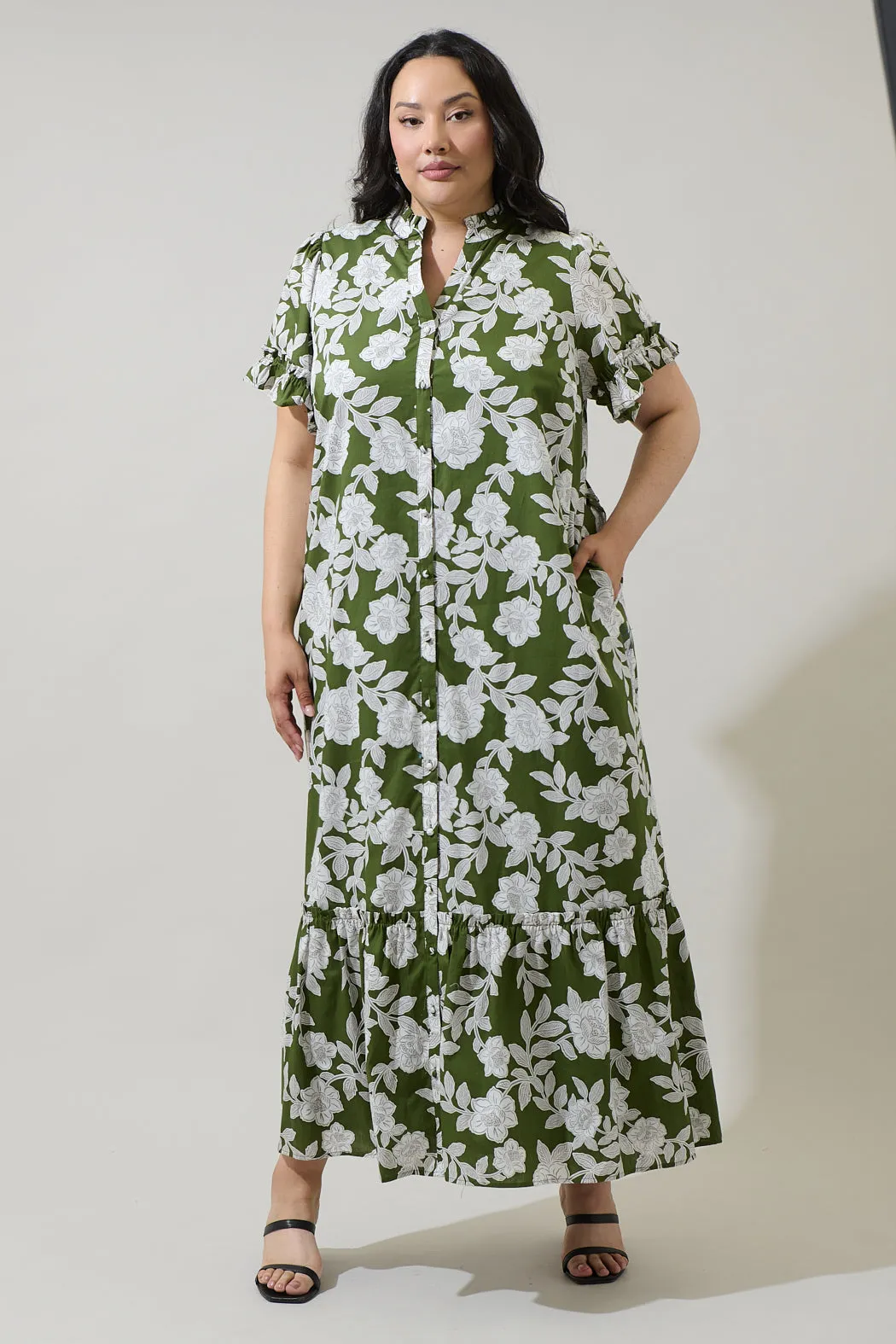Haizley Floral Alna Button Up Midi Dress Curve sold by Sugarlips product image thumbnail 5