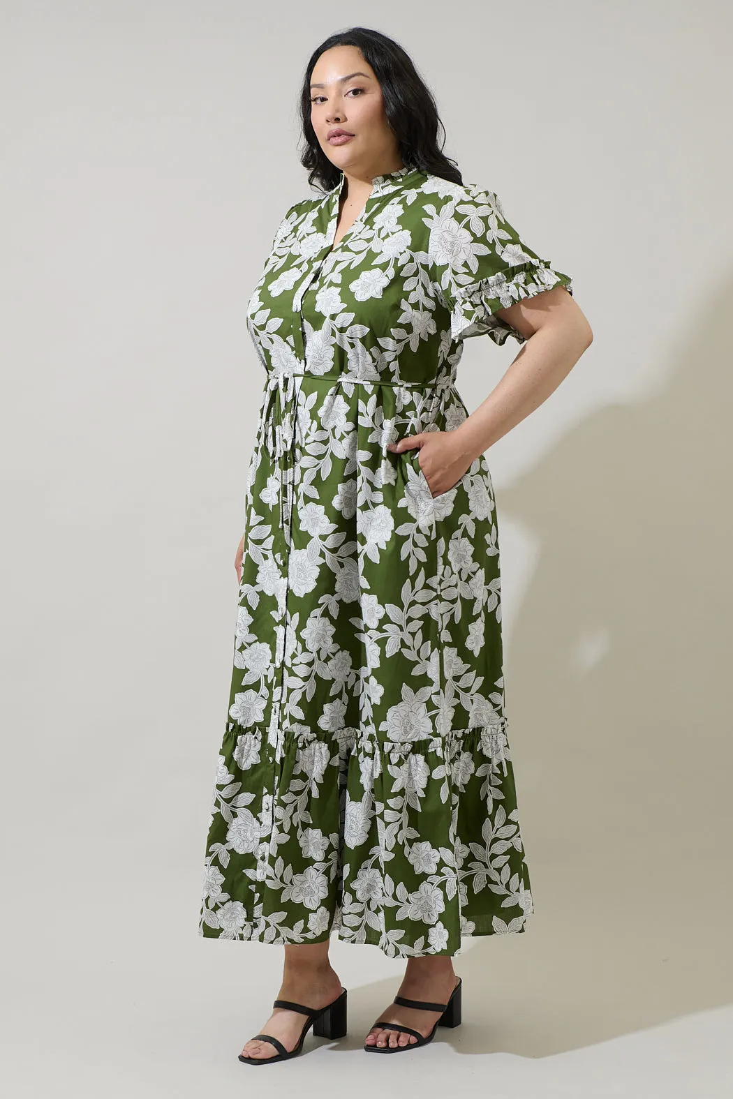 Haizley Floral Alna Button Up Midi Dress Curve sold by Sugarlips product image thumbnail 3