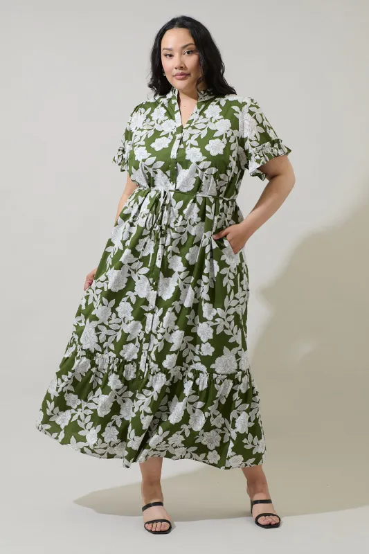 Haizley Floral Alna Button Up Midi Dress Curve sold by Sugarlips