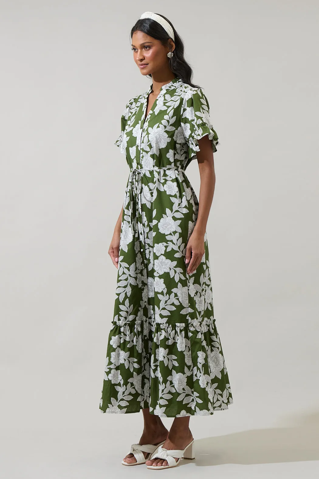 Haizley Floral Alna Button Up Midi Dress sold by Sugarlips product image thumbnail 3