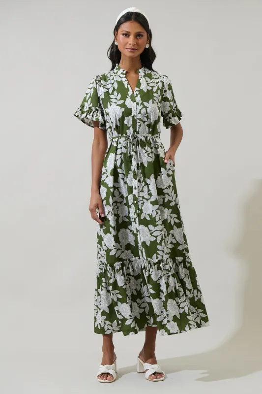 Haizley Floral Alna Button Up Midi Dress sold by Sugarlips