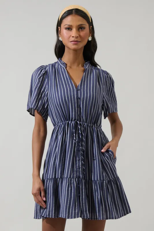 Melen Stripe Amo Button Up Mini Dress sold by Sugarlips