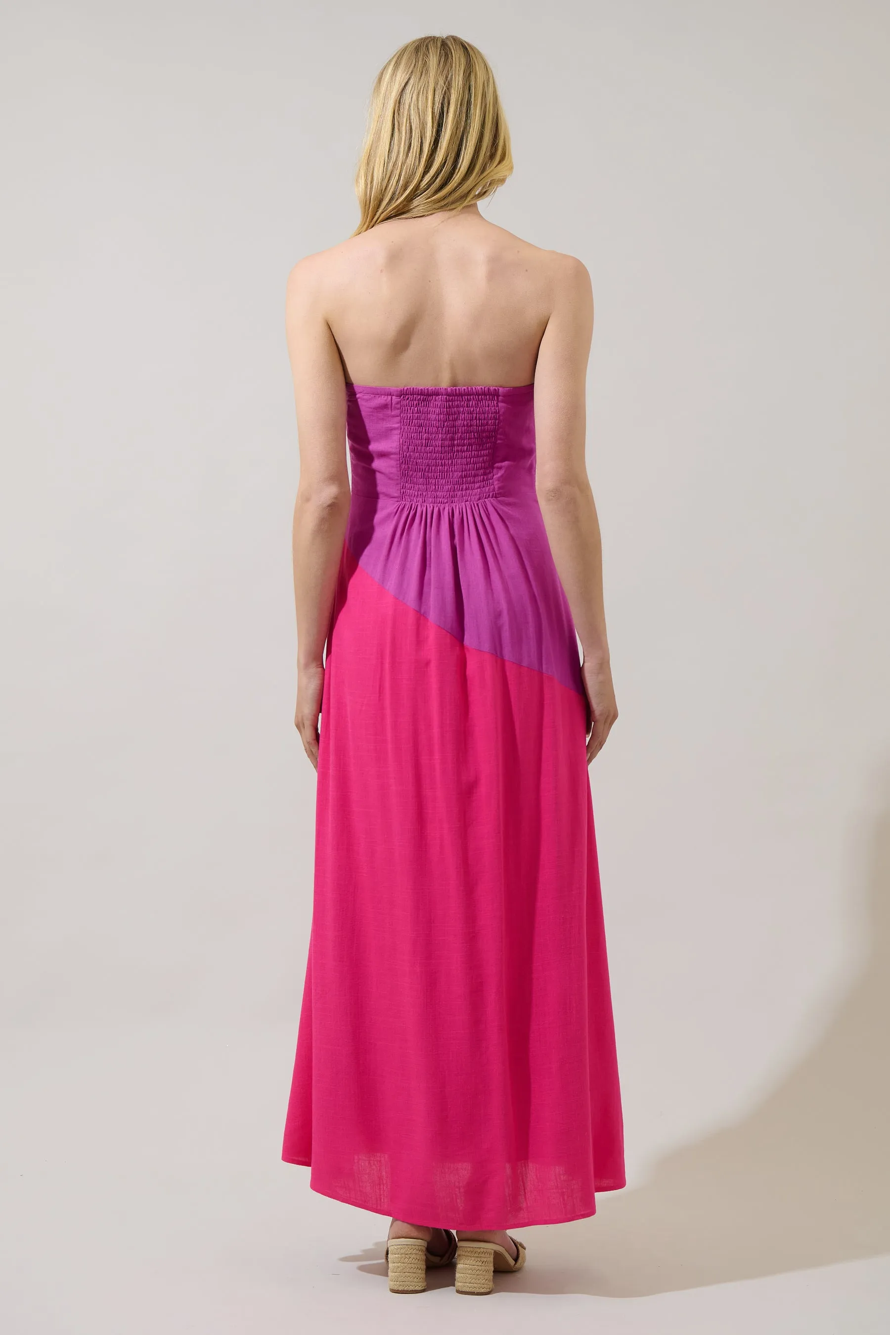 Lunetta Strapless Color Block Maxi Dress sold by Sugarlips product image thumbnail 2