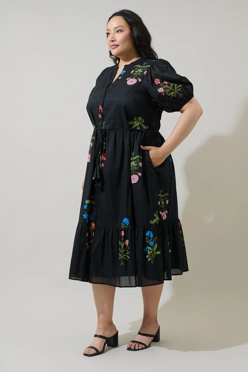Hester Floral Beth Button Down Midi Dress Curve sold by Sugarlips product image thumbnail 3