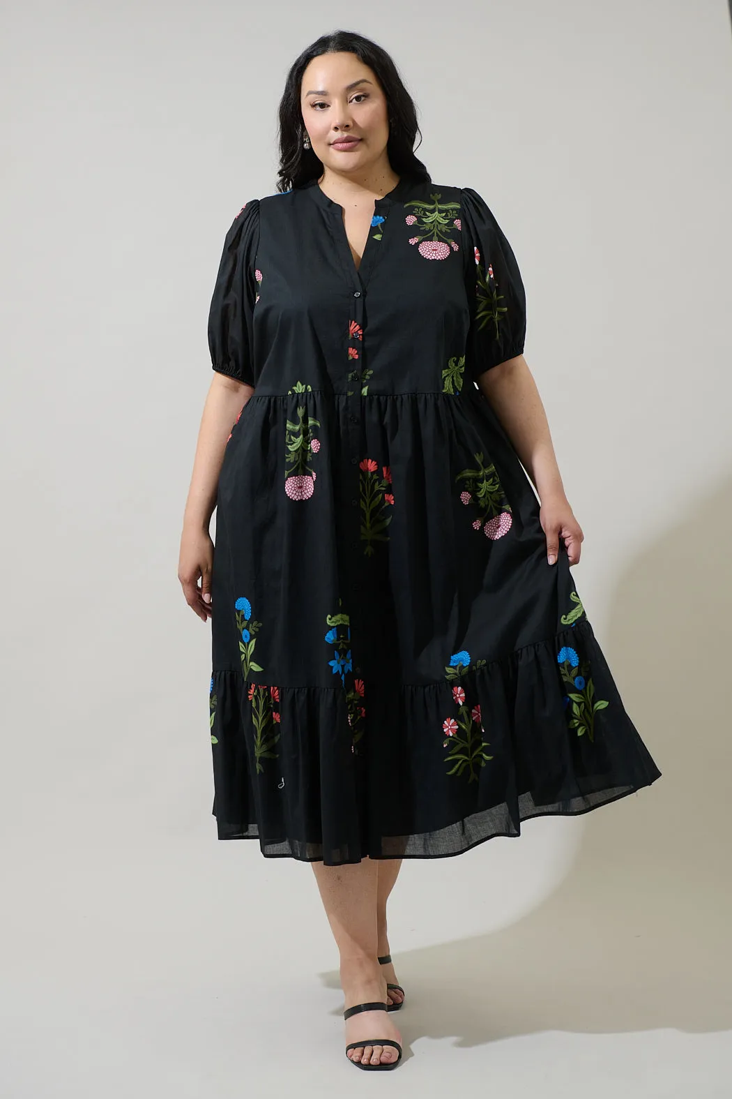 Hester Floral Beth Button Down Midi Dress Curve sold by Sugarlips product image thumbnail 5