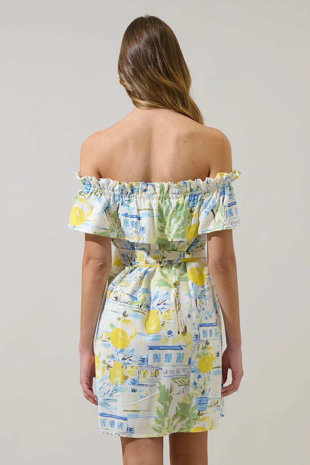 Amalfi Coast Off the Shoulder Ruffle Mini Dress sold by Sugarlips product image thumbnail 2