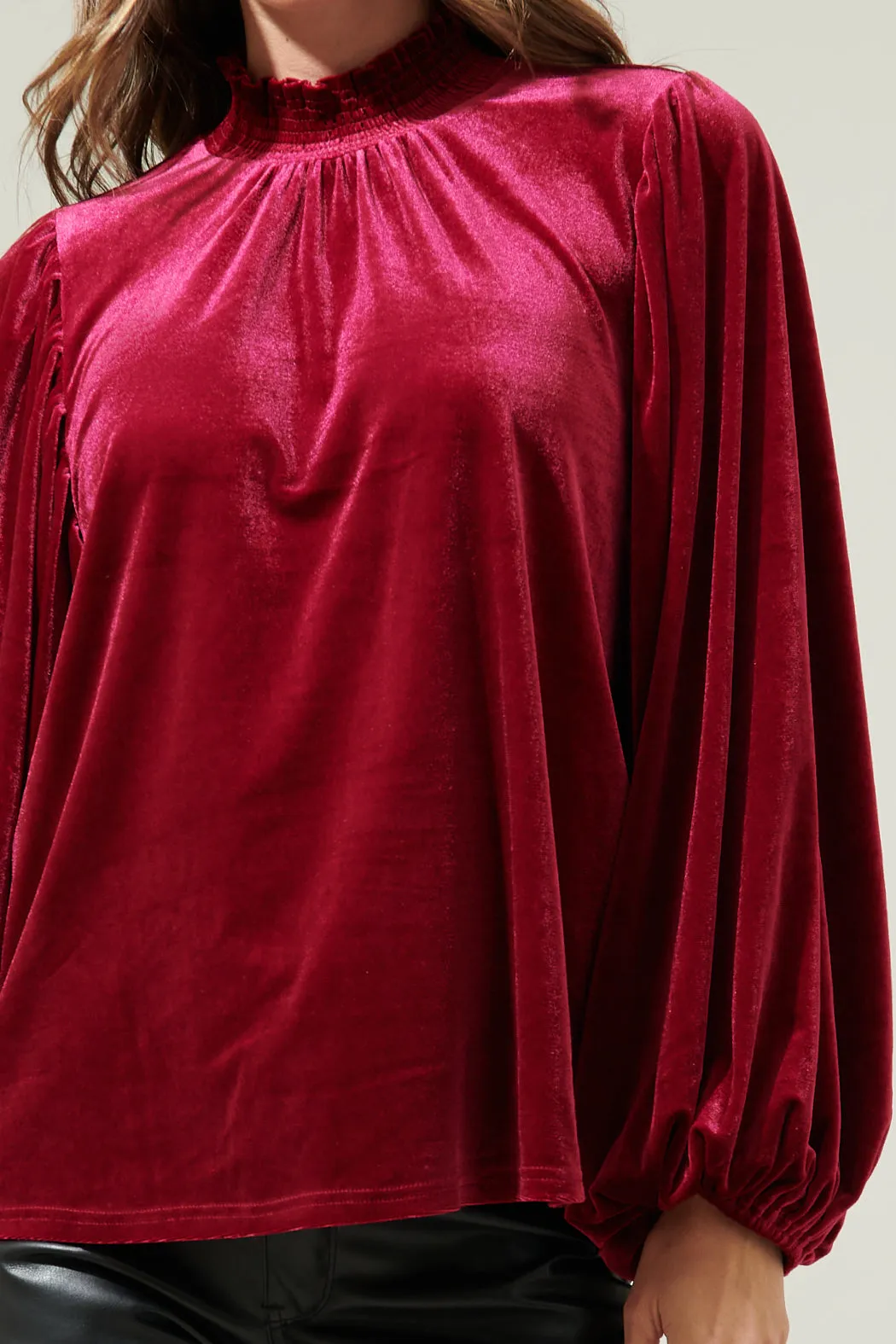 Dilma Velvet Figaro Balloon Sleeve Blouse sold by Sugarlips product image thumbnail 5