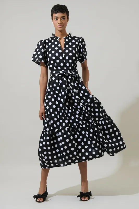 Saraya Dot Britt Poplin Tiered Midi Dress sold by Sugarlips