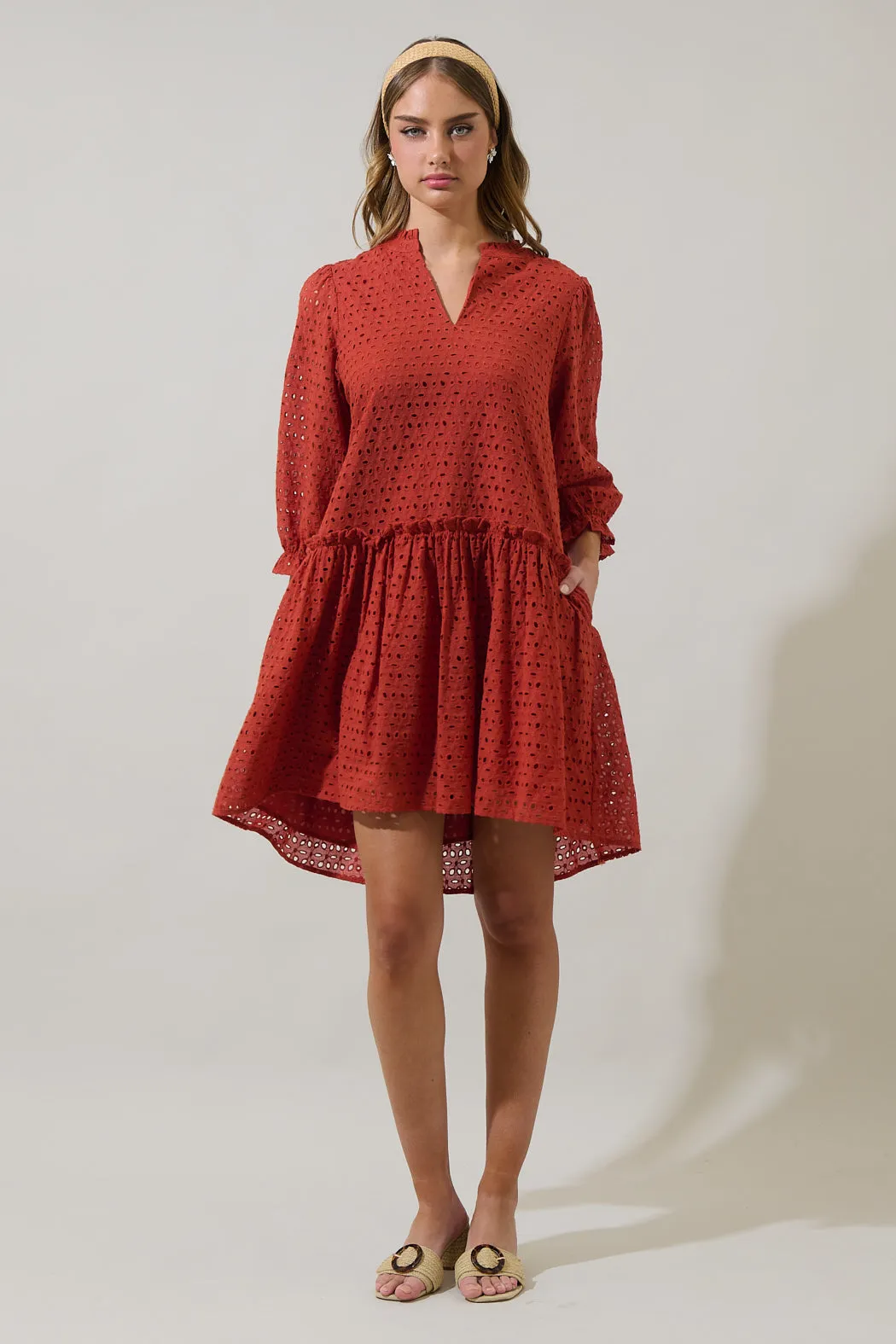 Brooky Eyelet Beryl Trapeze Mini Dress sold by Sugarlips product image thumbnail 4