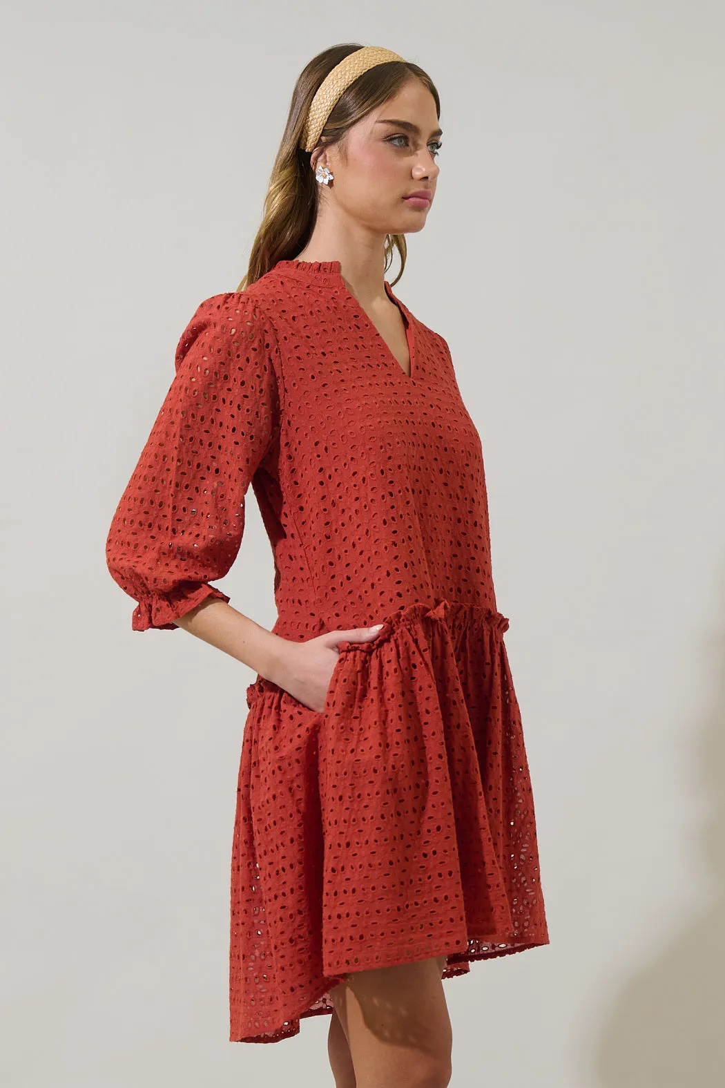 Brooky Eyelet Beryl Trapeze Mini Dress sold by Sugarlips product image thumbnail 3