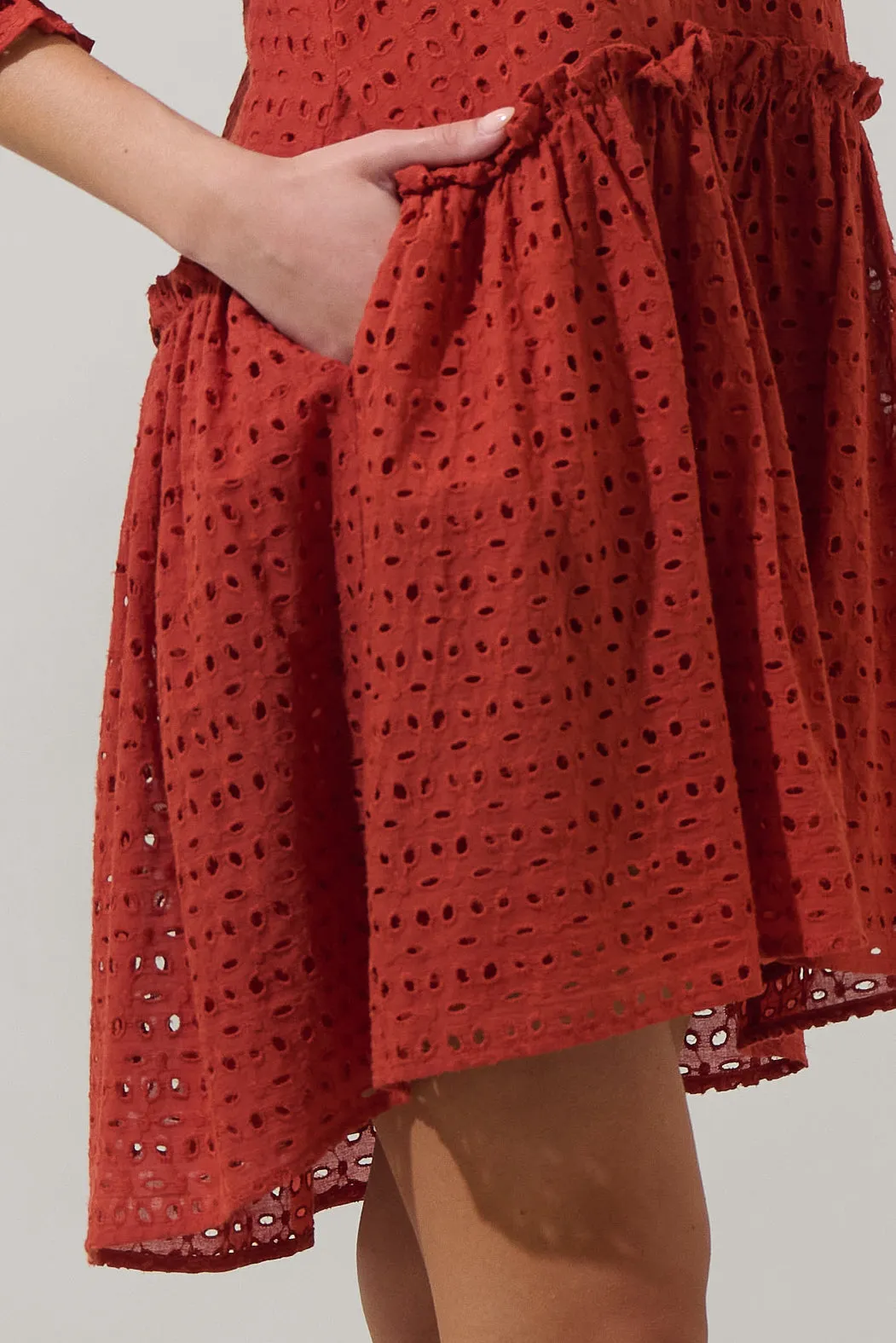 Brooky Eyelet Beryl Trapeze Mini Dress sold by Sugarlips product image thumbnail 5