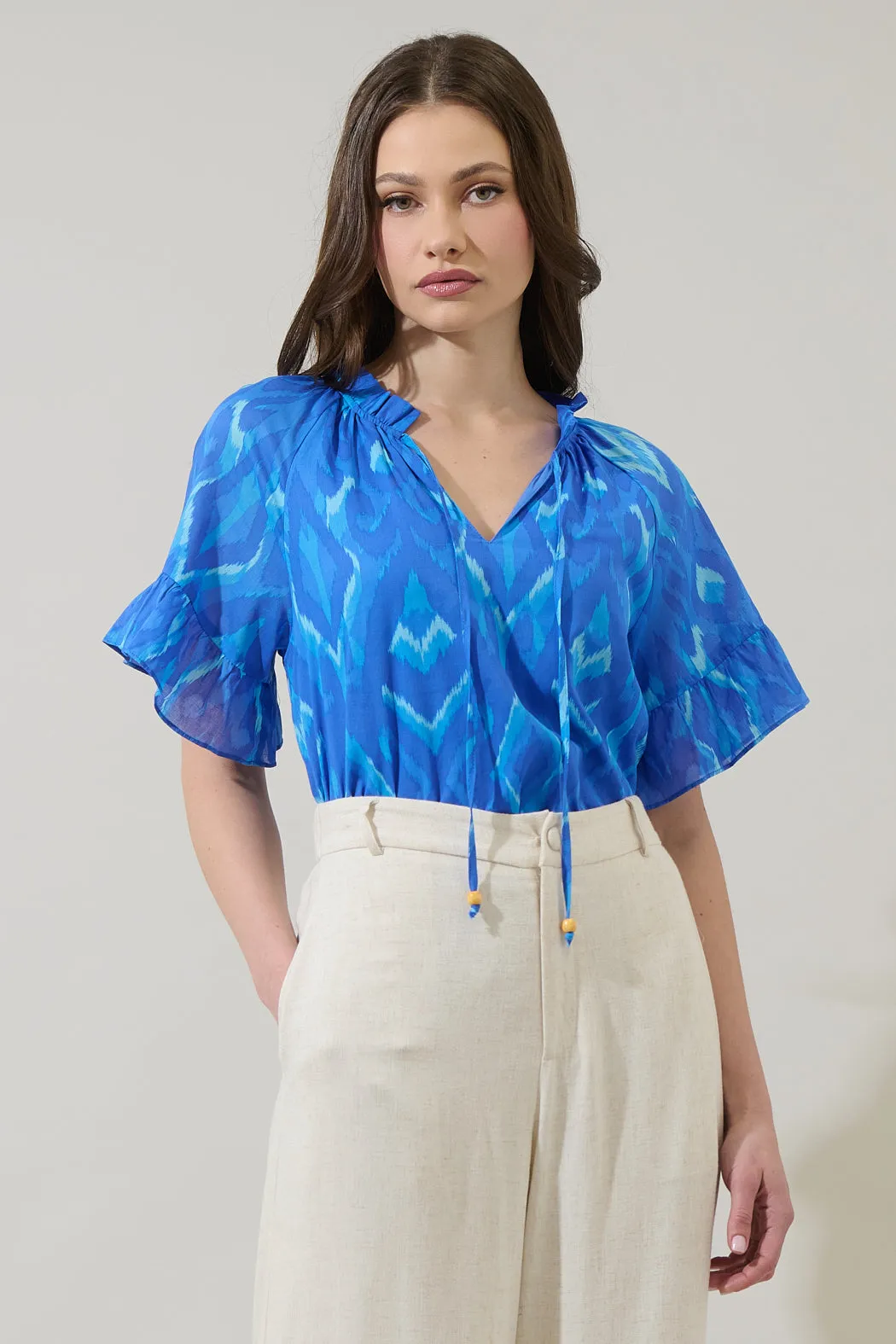 Carys Abstract Erie Split Neck Top sold by Sugarlips