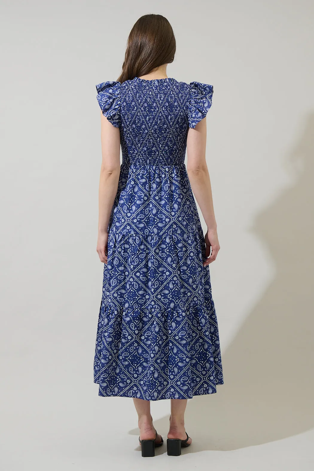 Zenira Paisley Sunfire Tiered Midi Dress sold by Sugarlips product image thumbnail 2