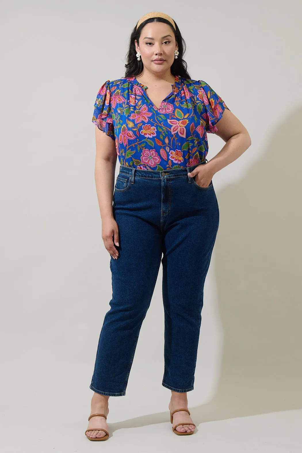 Wendey Floral Montie Ruffle Tie Neck Blouse Curve sold by Sugarlips product image thumbnail 4