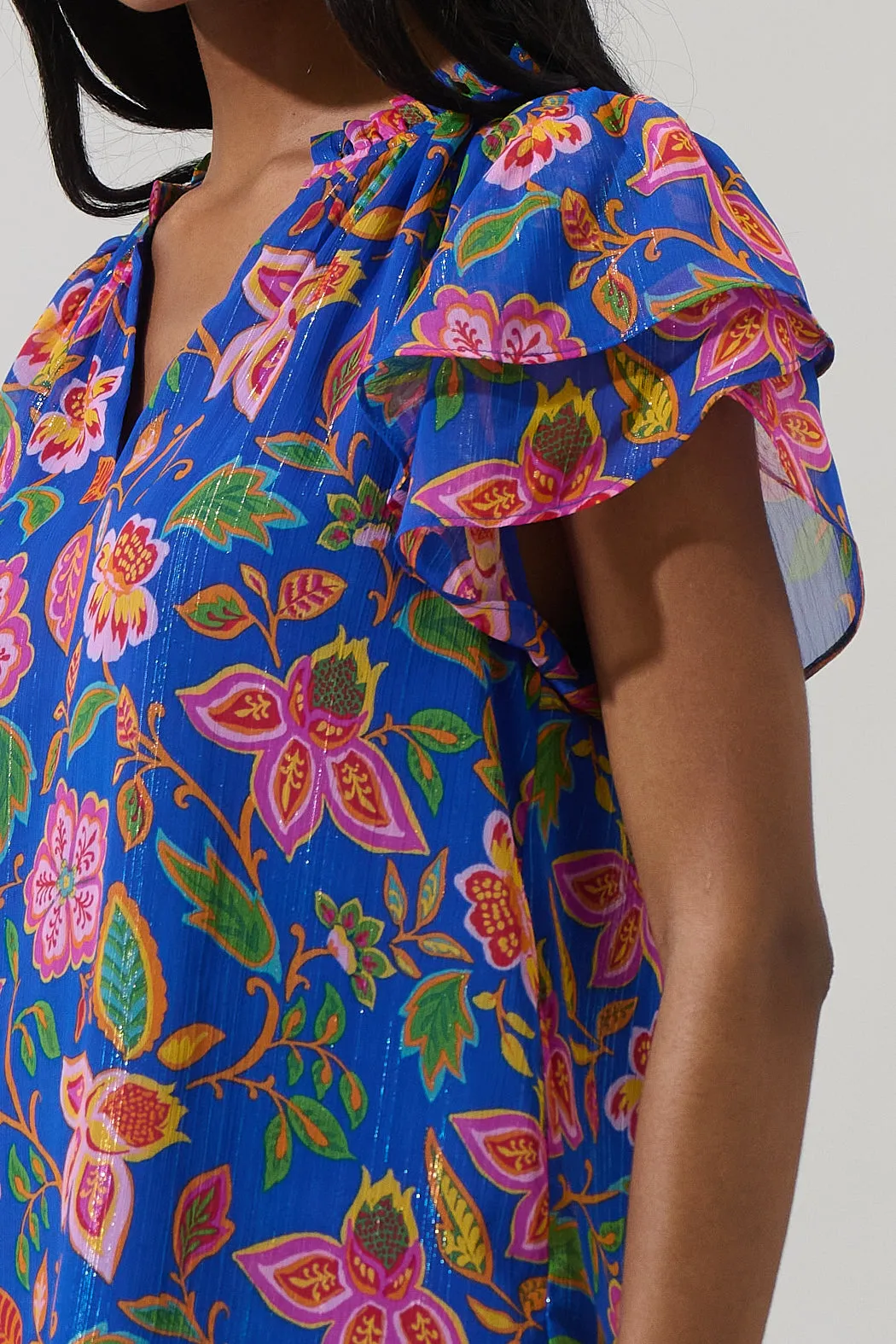 Wendey Floral Montie Ruffle Tie Neck Blouse sold by Sugarlips product image thumbnail 5