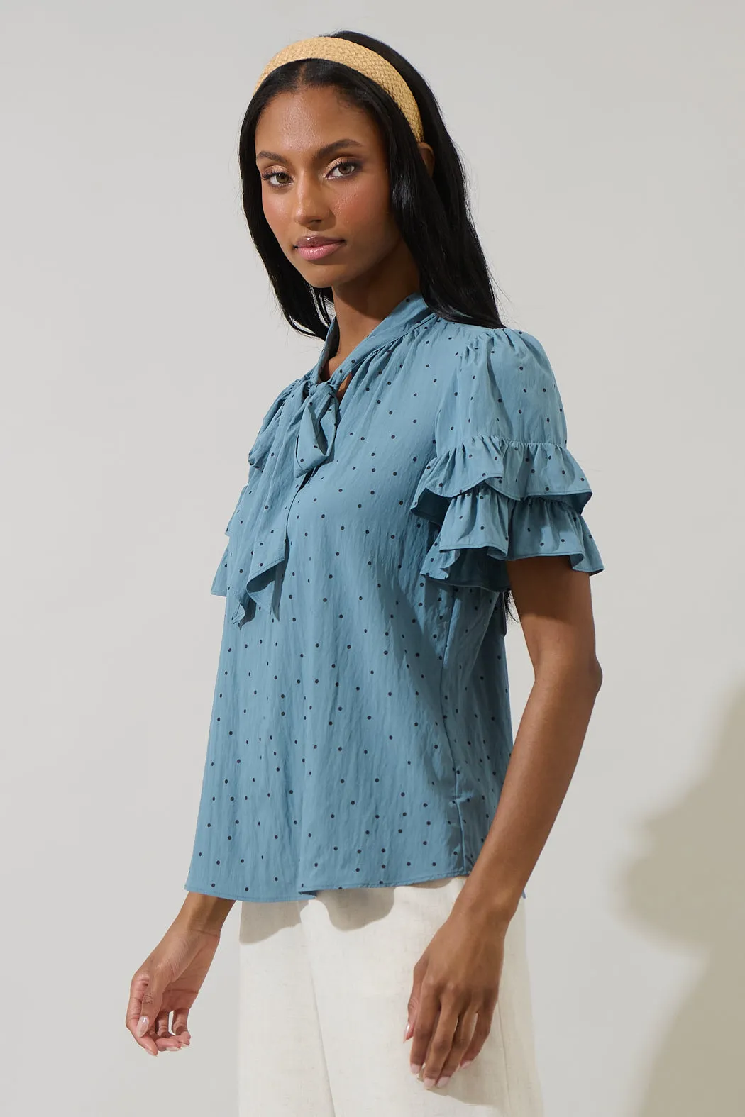 Runel Dot Tie Neck Bianca Blouse sold by Sugarlips product image thumbnail 3