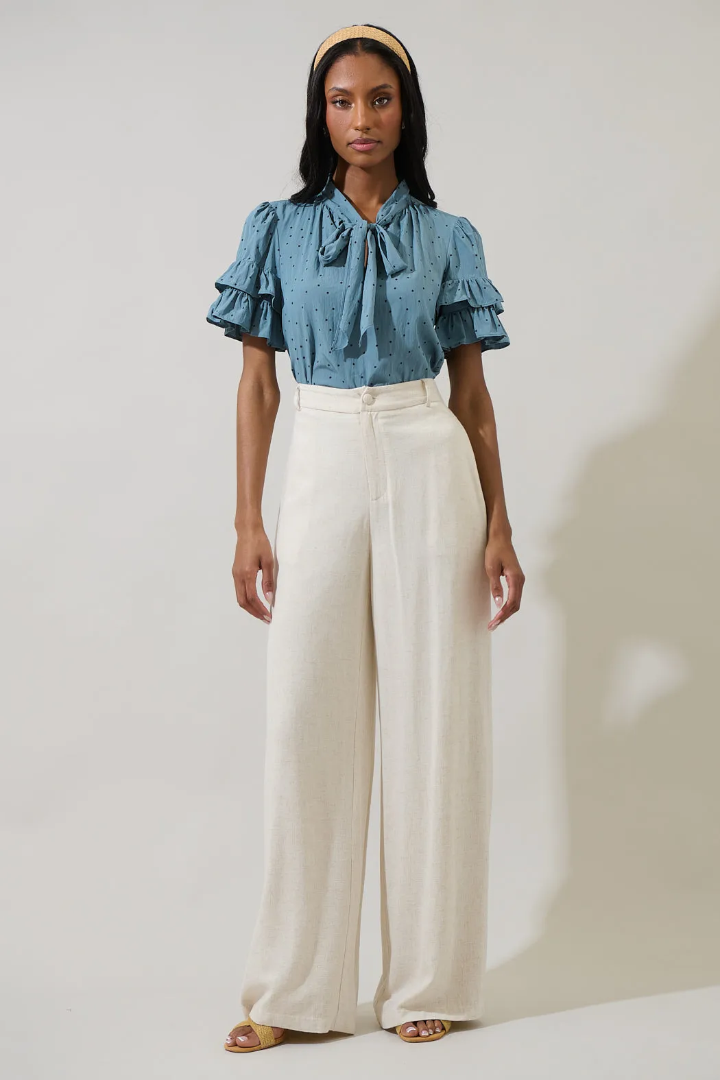 Runel Dot Tie Neck Bianca Blouse sold by Sugarlips product image thumbnail 4