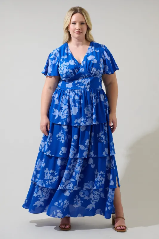 Lilith Floral Amabel Tiered Maxi Dress Curve sold by Sugarlips