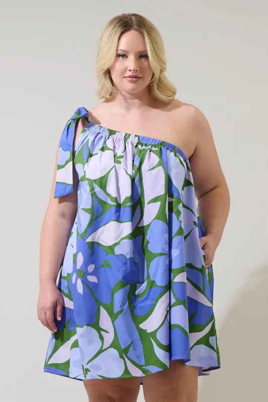 Dayana Floral Adley Shift One Shoulder Mini Dress Curve sold by Sugarlips