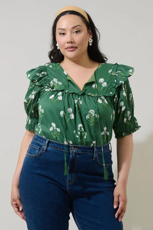 Kestrel Floral Auria Puff Sleeve Top Curve sold by Sugarlips