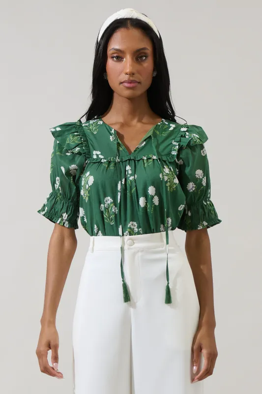 Kestrel Floral Auria Puff Sleeve Top sold by Sugarlips