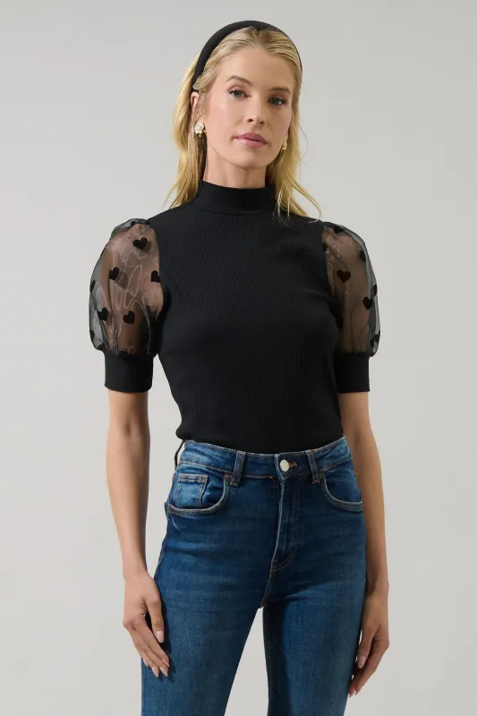 Erlina Heart Knit Top sold by Sugarlips